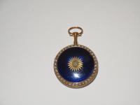 Fine French 18K Yellow Gold & Translucent Cobalt Enamel Pocket Watch By Daniel Vauchez ca. 1780s