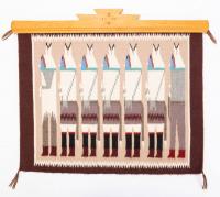 Navajo Yei Bi Chei Weaving with Seven Dancers. Natural Dyes, Wool Handmade in New Mexico