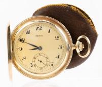 14K Yellow Gold Cased Alpina Hunter Pocket Watch, Dated 1933 in Working Condition