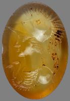 Beautiful Deeply Carved Chalcedony Intaglio of Athena Facing Left