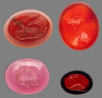 Late Roman Period 4-Piece Lot of Mixed Fine Animal Pattern Intaglio Seals, 3rd-5th century A.D.