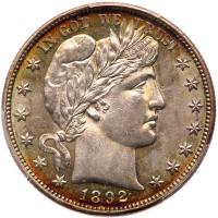 1892-O Barber 50C PCGS AU58