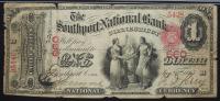 $1 National Bank Note. Southport NB, Southport, CT. Ch. 660. Fr. 380b. PMG Fine 12 Net