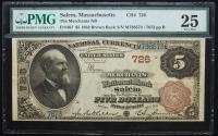 $5 National Bank Note. Merchants NB, Salem, MA. Ch. 726. Fr. 467. PMG Very Fine 25.
