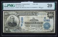 $10 National Bank Note. Ansonia NB, Ansonia, CT. Ch. 1093. Fr. 616. PMG Very Fine 20