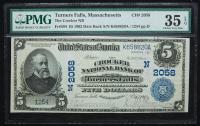 $5 National Bank Note. Crocker NB, Turners Falls, MA. Ch. 2058. Fr. 594. PMG Choice VF 35 EPQ.