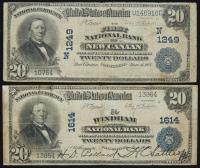 A Pair of Connecticut 1902 $20 Plain Backs. Fr. 650.