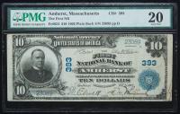 $10 National Bank Note. First NB, Amherst, MA. Ch. 393. Fr. 624. PMG Very Fine 20.