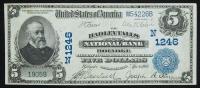 $5 National Bank Note. Hadley Falls NB, Holyoke, MA. Ch. 1246. Fr. 590.