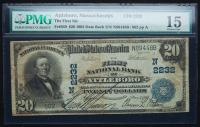 $20 National Bank Note. First NB, Attleboro, MA. Ch. 2232. Fr. 649. PMG Choice Fine 15.
