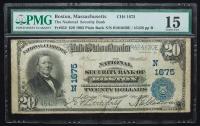 $20 National Bank Note. National Security Bank, Boston, MA. Ch. 1675. Fr. 652. PMG Choice Fine 15.