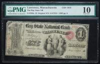 $1 National Bank Note. Bay State NB, Lawrence, MA. Ch.1014. Fr. 380a. PMG Very Good 10, discoloration.