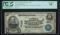 $5 National Bank Note. National Rockland Bank of Roxbury, Boston, MA. Ch. 615. Fr. 590. PCGS-C Very Good 10.