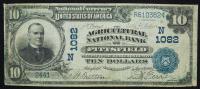 $10 National Bank Note. Agricultural NB, Pittsfiled, MA. Ch. 1082. Fr. 616.