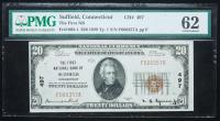 $20 National Bank Note. First NB of Suffield, CT. Ch. 497. Fr. 1802-1. PMG Uncirculated 62.