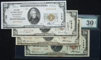 Quartet of $20.00 Connecticut Small Size Notes.