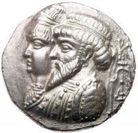 Elymaian Kingdom. Kamnaskires III, with Anzaze. Silver Tetradrachm (15.42 g), ca. 82/1-73/2 BC