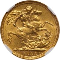 Australia. Sovereign, 1888-S NGC AU58 - 2