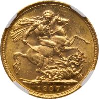 Australia. Sovereign, 1907-S NGC MS63 - 2