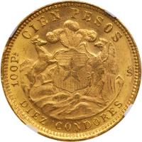 Chile. 100 Pesos, 1926-So NGC MS62 - 2