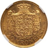 Denmark. 20 Kroner, 1910-VBP NGC MS63 - 2