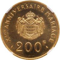 Monaco. 200 Francs, 1966 NGC MS65 - 2