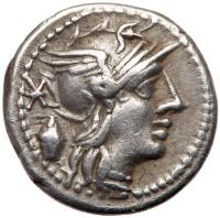 C. Cassius. Silver Denarius (3.82 g), 126 BC VF