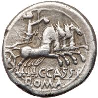 C. Cassius. Silver Denarius (3.82 g), 126 BC VF - 2