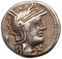 M. Opeimus Q.f. Silver Denarius (3.77 g), 131 BC VF