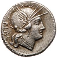 L. Rutilius Flaccus. Silver Denarius (3.75 g), 77 BC EF