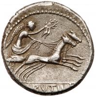 L. Rutilius Flaccus. Silver Denarius (3.75 g), 77 BC EF - 2