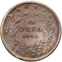 Colombia. Peso, 1864 (Bogota) PCGS AU50 - 2