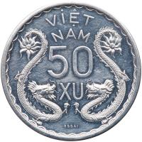 Viet Nam (South). Essai Piedfort 10, 20 and 50 Su, 1953 Choice Brilliant Unc - 2