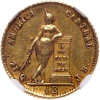 Costa Rica. Â½ Escudo, 1855-JB NGC AU58