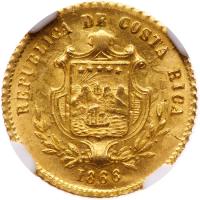 Costa Rica. 1 Peso, 1866-GW NGC MS66