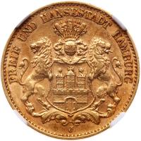 German States: Hamburg. 10 Marks, 1903-J NGC AU58