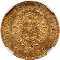 German States: Prussia. 10 Marks, 1888-A PCGS AU58 - 2