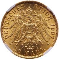 German States: Prussia. 20 Marks, 1907-A NGC MS61 - 2