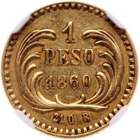 Guatemala. 1 Peso, 1860-R NGC AU50 - 2