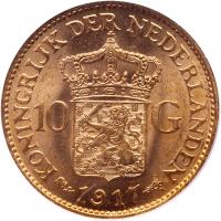 Netherlands. 10 Gulden, 1917 PCGS MS67 - 2