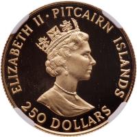 Pitcairn Islands. 250 Dollars, 1989 NGC PF69 UC