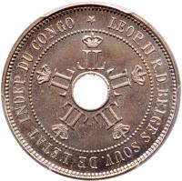 Congo Free State. 20 Centimes, 1906 PCGS MS66 PL - 2