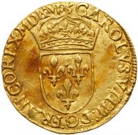 France. Ecu d'or, 1566-H (La Rochelle) PCGS AU58