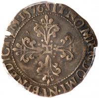 France. &Acirc;&frac14; Franc au col plat, 1576-9 (Rennes) PCGS EF40 - 2