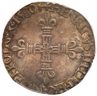 France. &Acirc;&frac14; Ecu, 1580-H (La Rochelle) PCGS EF40