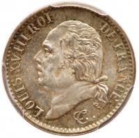 France. Â¼ Franc, 1823-W (Lille) PCGS MS63