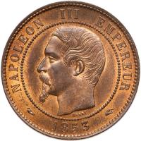 France. 10 Centimes, 1853-A PCGS MS66 RB