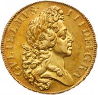 Great Britain. 5 Guineas, 1701 NGC AU55