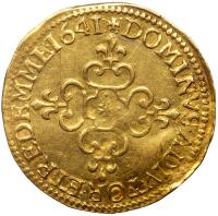 France: Dombes. Gaston d' OrlÃ©ans (1627-1650). Gold Ecu d'or or Â½ Pistole, 1641 - 2