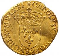 France. Ecu d'or, 1571-A (Paris) PCGS AU55